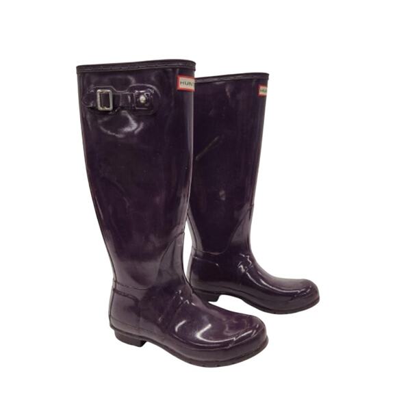 Hunter Original Tall Purple Rain Boots Gloss Size 8 - Picture 5 of 6